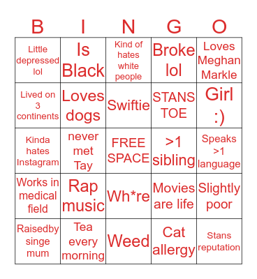 @mosaicfalsegod Bingo Card
