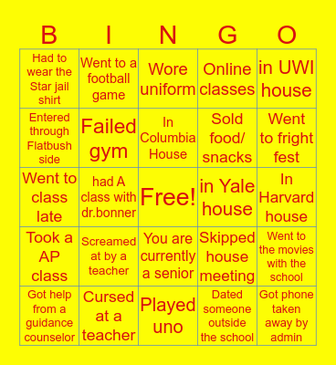 STAR Bingo Card