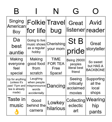 Chloé Bingo Card