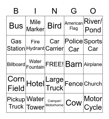 Expressway Auto Bingo Card