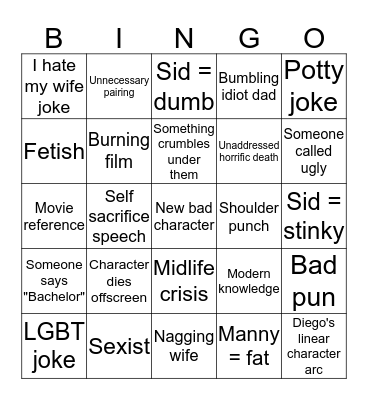 Ice Age Bingo Card