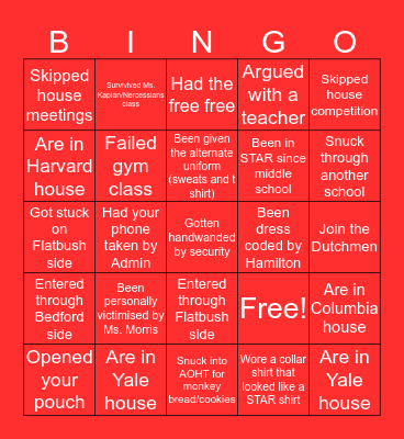 STAR 💫 BINGO Card