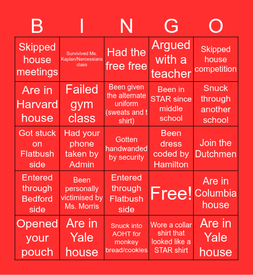 STAR 💫 BINGO Card