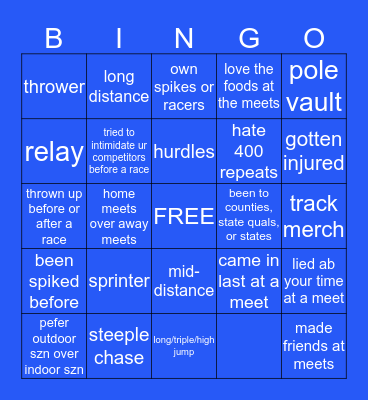 TRACK BINGO Card