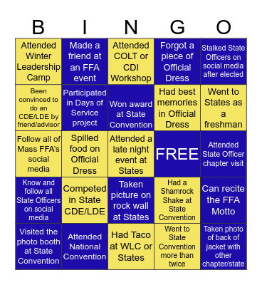 Mass FFA Bingo Card