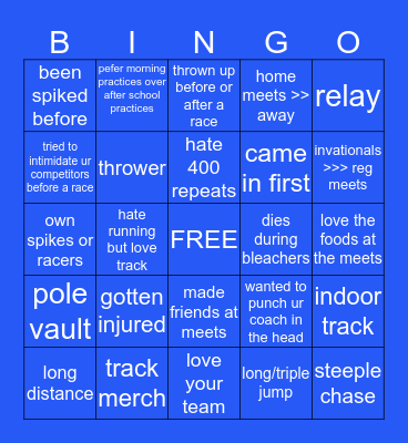 TRACK BINGO Card