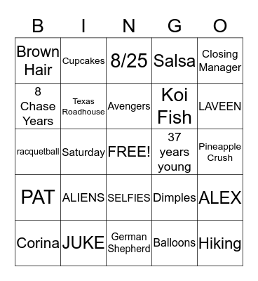 Alex Rojas's Life Bingo Card