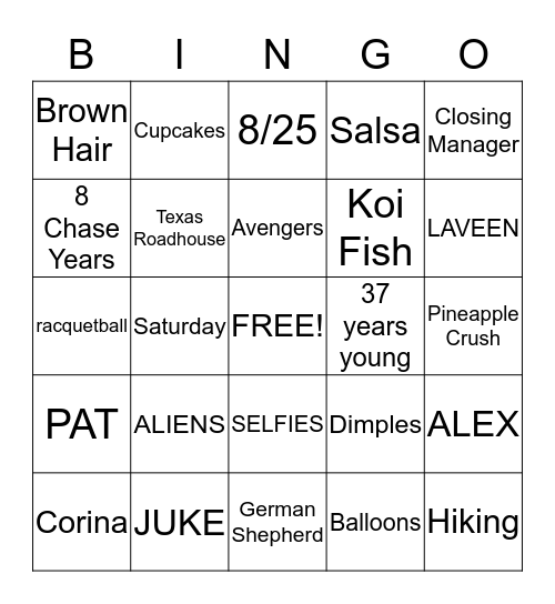 Alex Rojas's Life Bingo Card