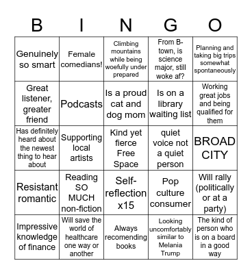Allison Bingo Card