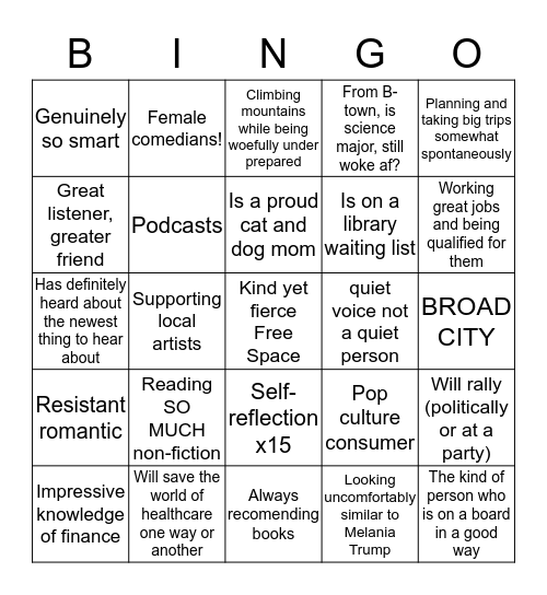 Allison Bingo Card