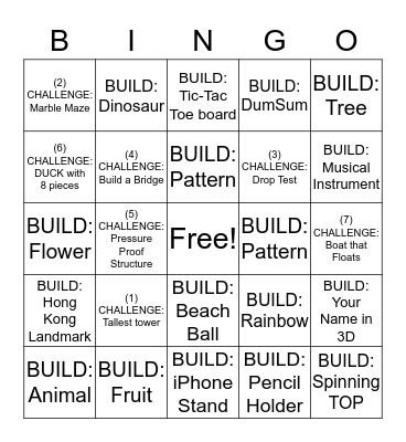 EASTER LEGO Challenge Bingo Card