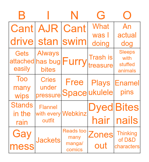 Are you a dingus? Bingo Card
