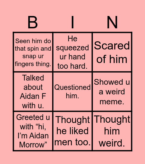AIDANS Bingo Card