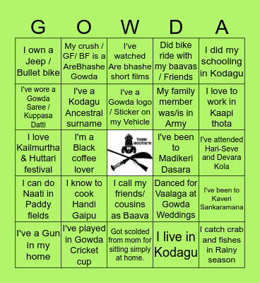 Are-Bhashe Gowda Bingo Card