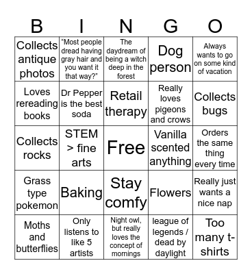 Alex’s Bingo Card