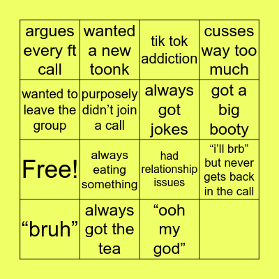 Toonks Bingo Card