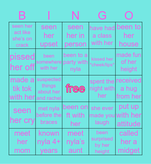 nyla’s bingo Card