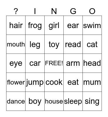 K-2 module 5 Bingo Card