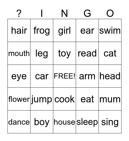 K-2 module 5 Bingo Card