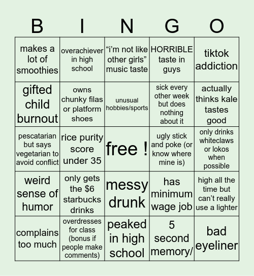 dumb stupid idiot bingo Card