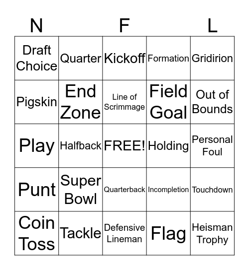 TOUCHDOWN BINGO Card