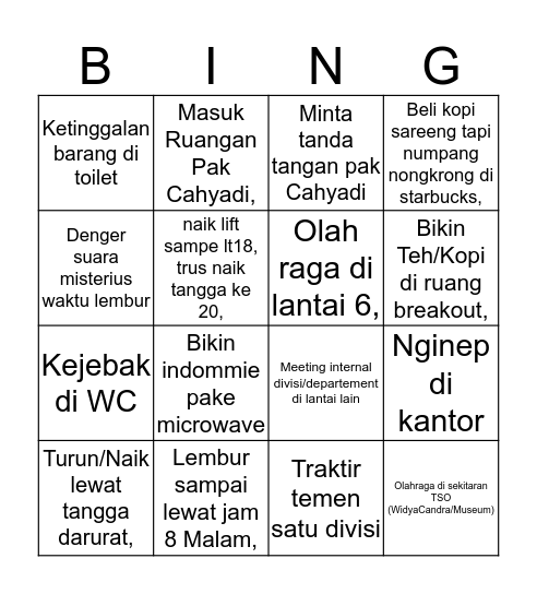 Test Binggo Bingo Card