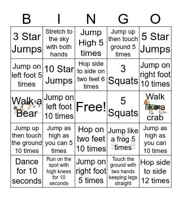 Fitness BINGO Card