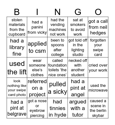 LAU bingo Card