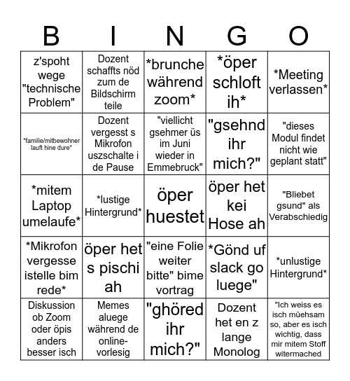 Zoom-Vibez Bingo Card