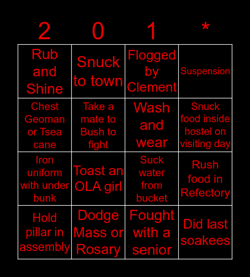 SPC BOYS GARAKU Bingo Card