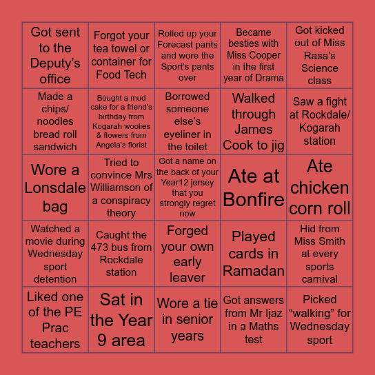 MOOREFIELD BINGO Card
