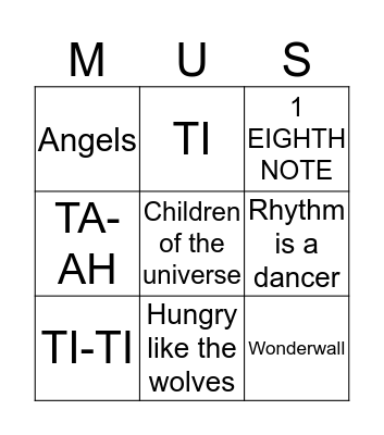 Music Chart Review Bingo Card