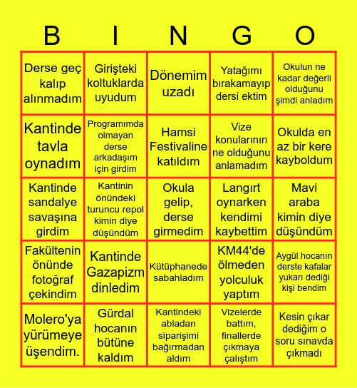 MAU İLETİŞİM Bingo Card