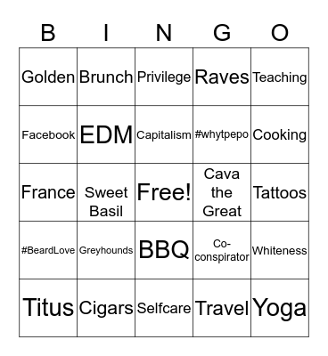 Broome's Bingo Card