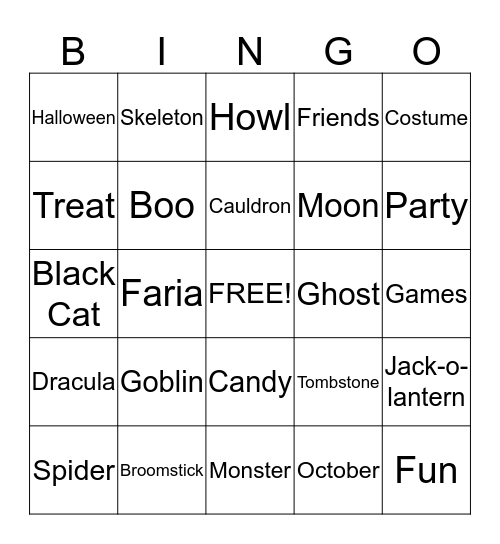 Halloween Bingo Card