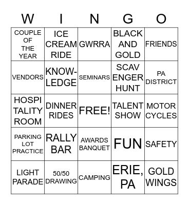 BEACH PARTY WINGO Bingo Card