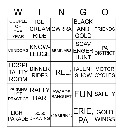 BEACH PARTY WINGO Bingo Card