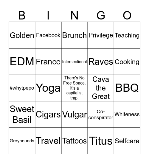 Broome's Bingo Board Bingo Card