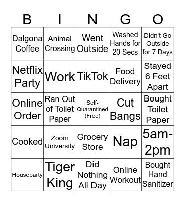 QUARANTIN-GO Bingo Card