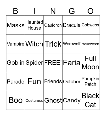 Halloween Bingo Card