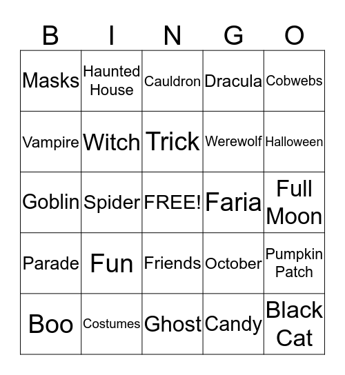 Halloween Bingo Card