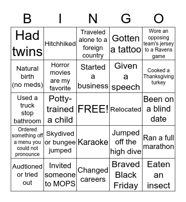 MOPS BRAVE BINGO Card