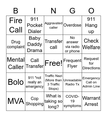 911 Bingo Card