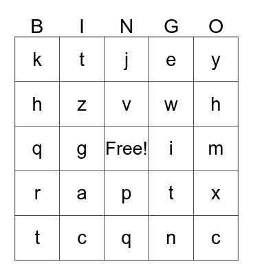 Alphabet Bingo Card