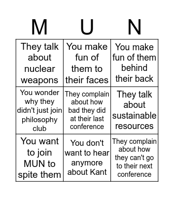 You've had it with the Speech and Debate kids hanging around your lunch table BINGO Card