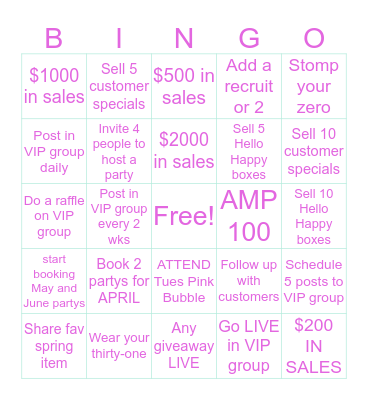 APRIL BINGO TRACKER Bingo Card