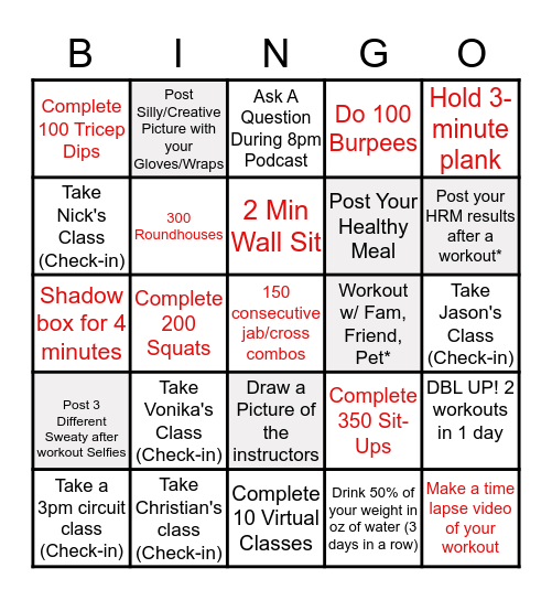 iLKB Winter Park Warrior Bingo Card