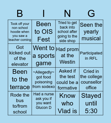 OIS Bingo Card