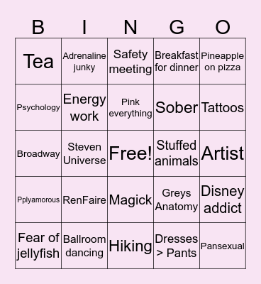 What do you have in common with Caleigh Bingo Card