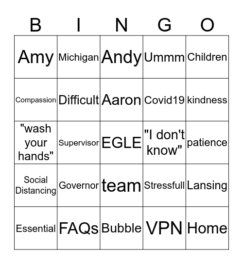 Office Bingo Card